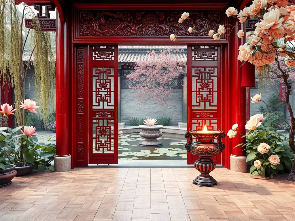风水隔断玄关效果图