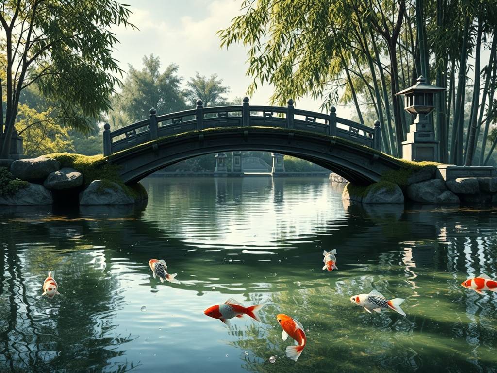庭院鱼池的风水形象图片欣赏