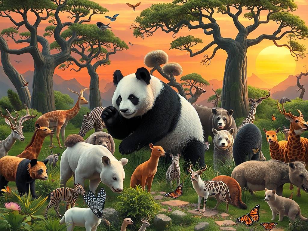 梦见很多不一样的动物,熊猫