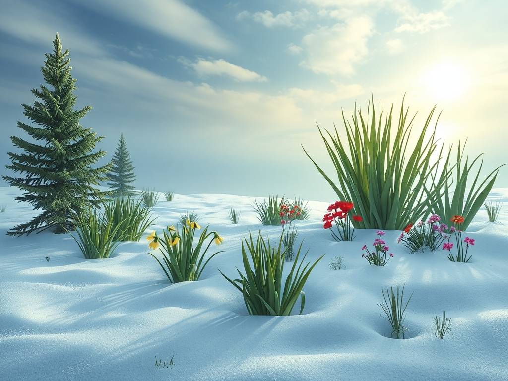 梦见雪地里植物生长了