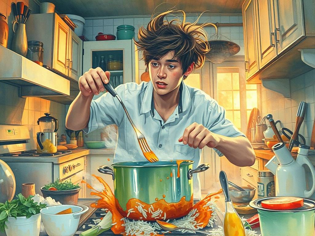 梦见自己手忙脚乱的在做饭