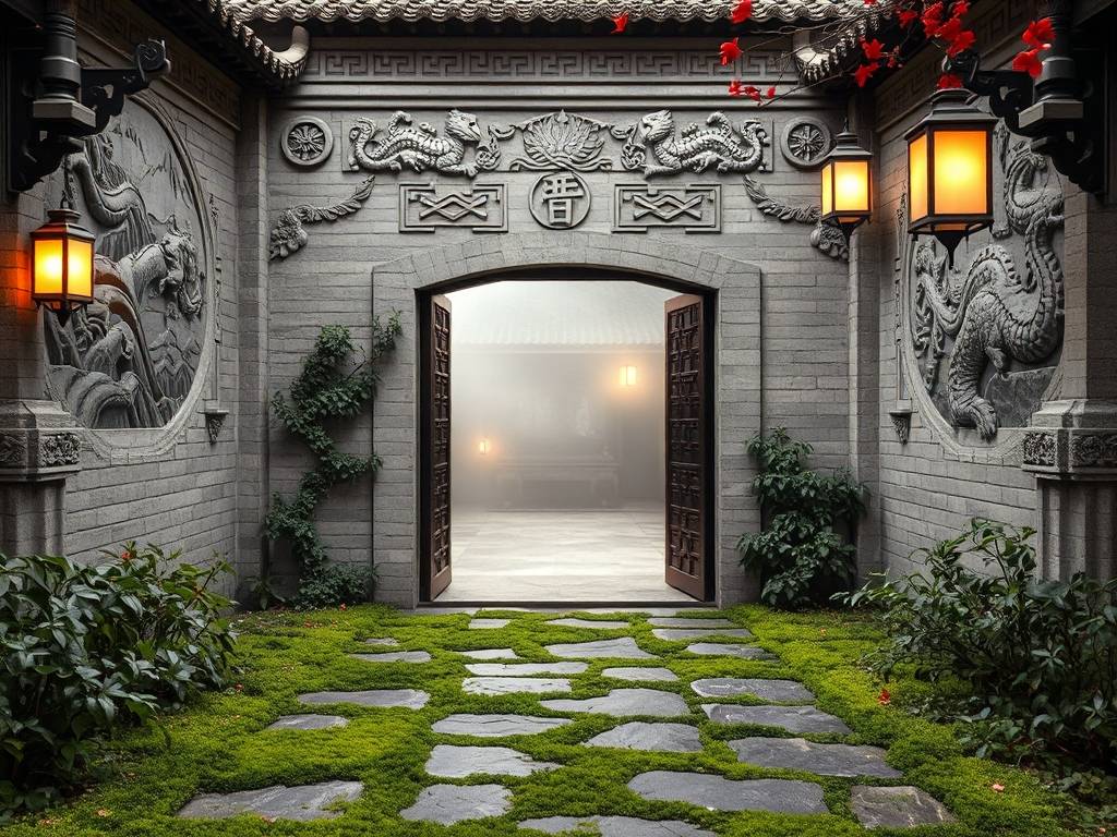 庭院门口风水墙图片效果图