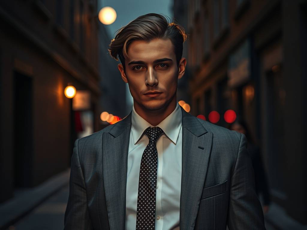 水瓶座男生穿西装的照片