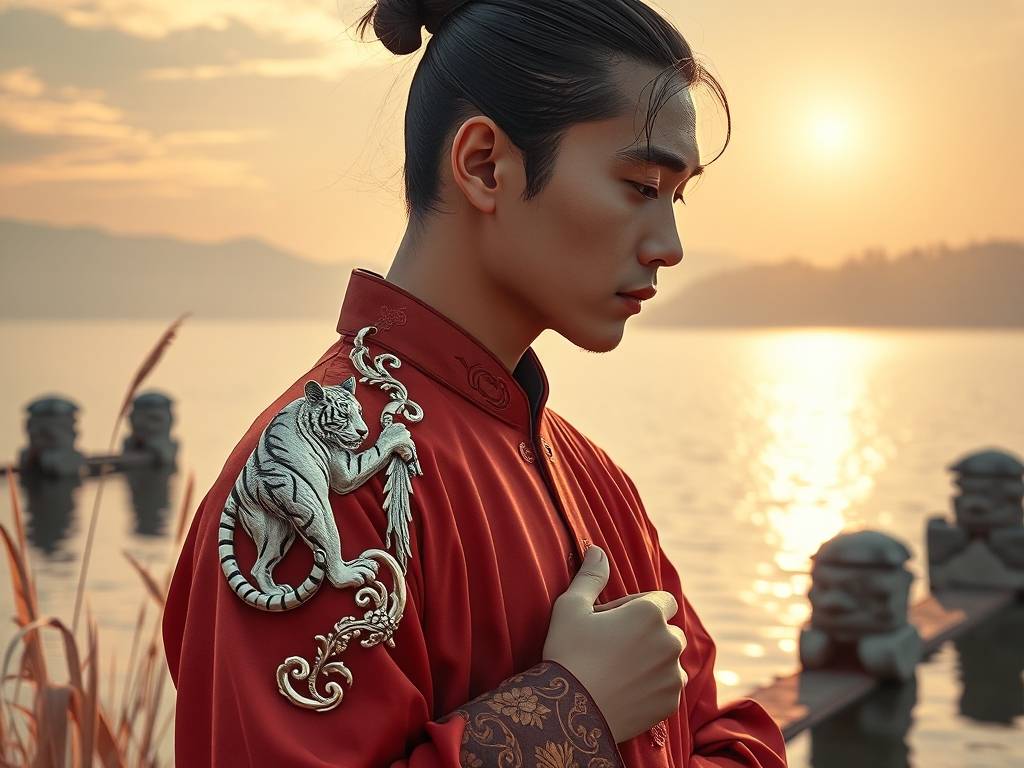 男士属虎手串图片