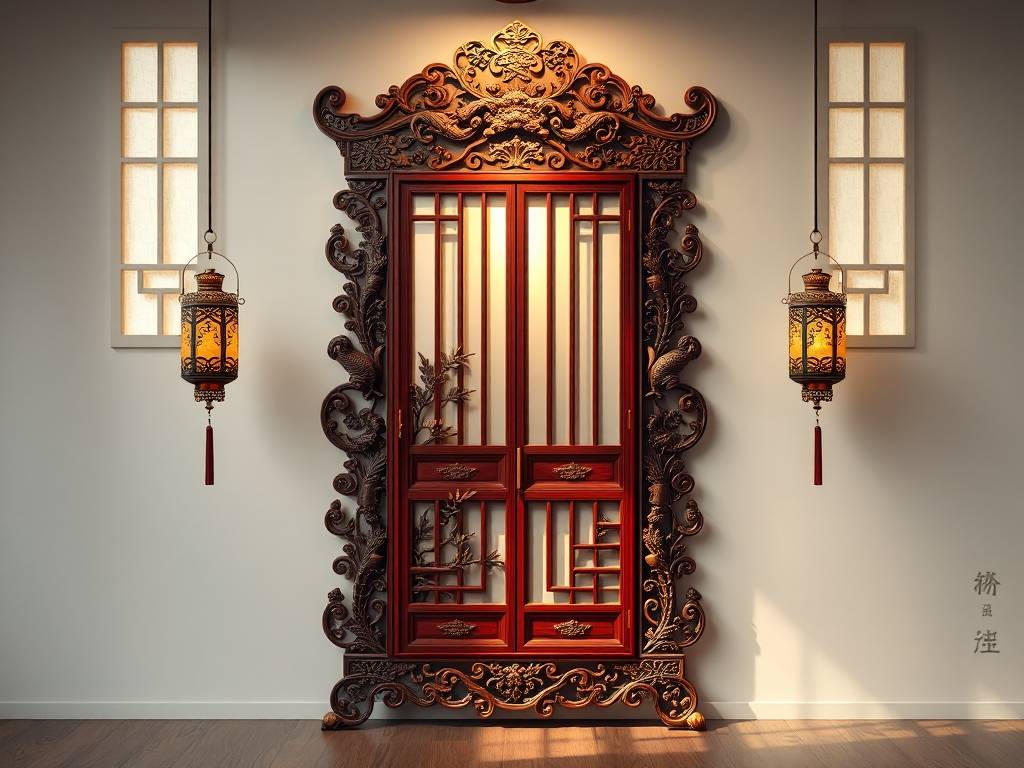 家居玄关风水屏风设计图片