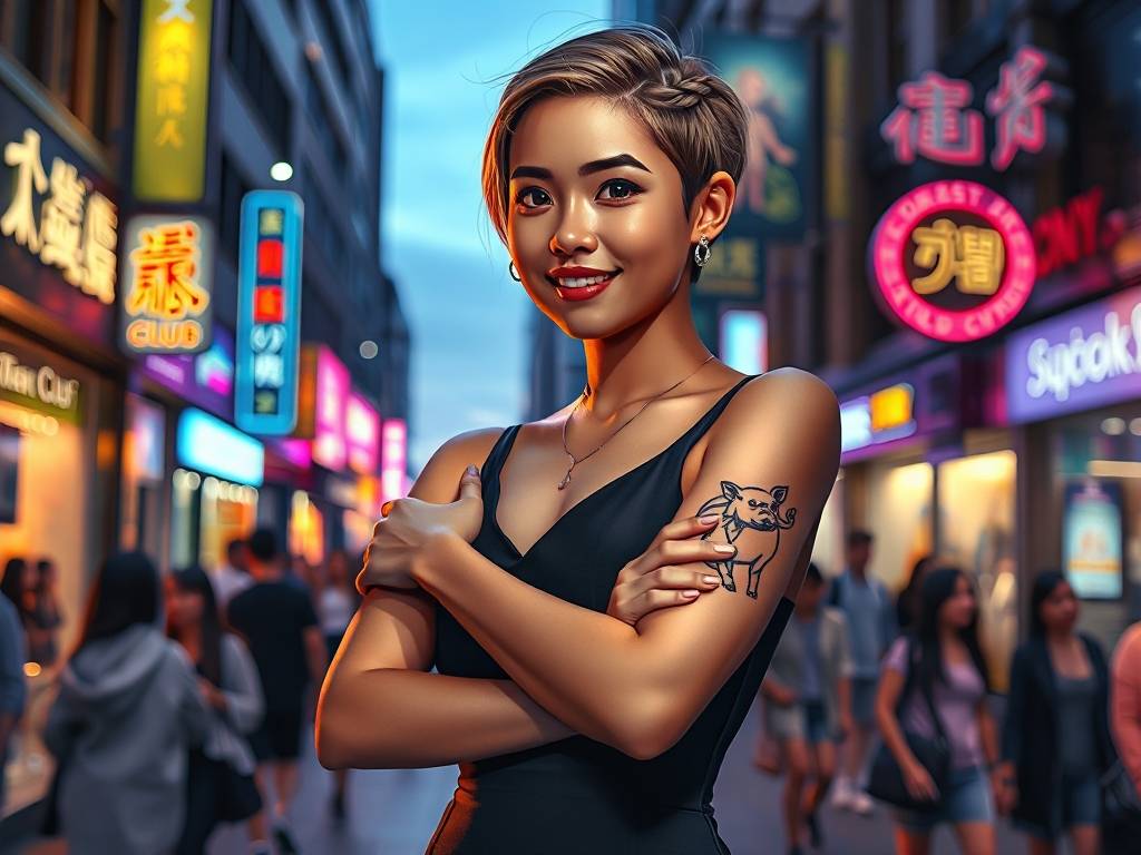 水瓶座属猪纹身女孩性格特点