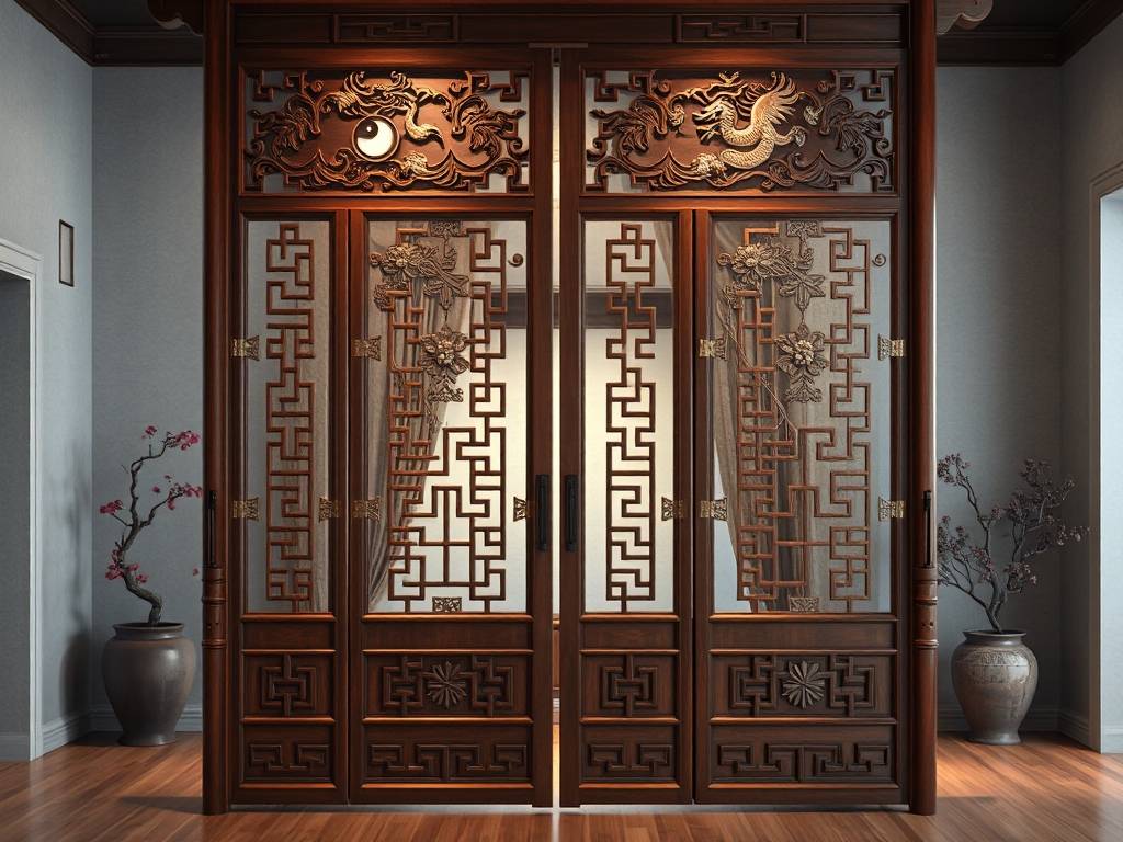 风水玄关隔断屏风效果图