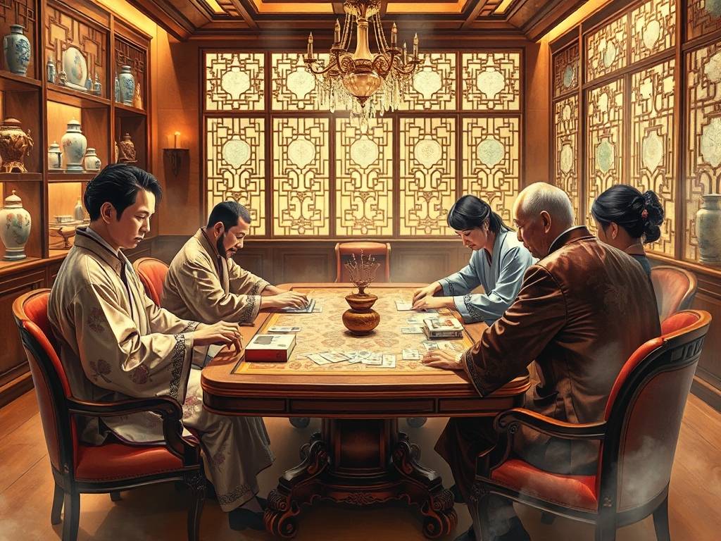 高级麻将室打牌的图片