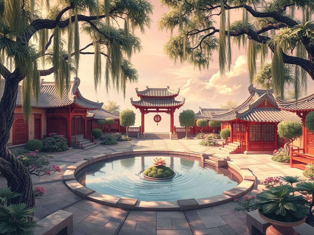 庭院小池塘的风水布局图