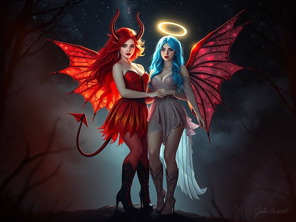闺蜜头像双子座恶魔天使