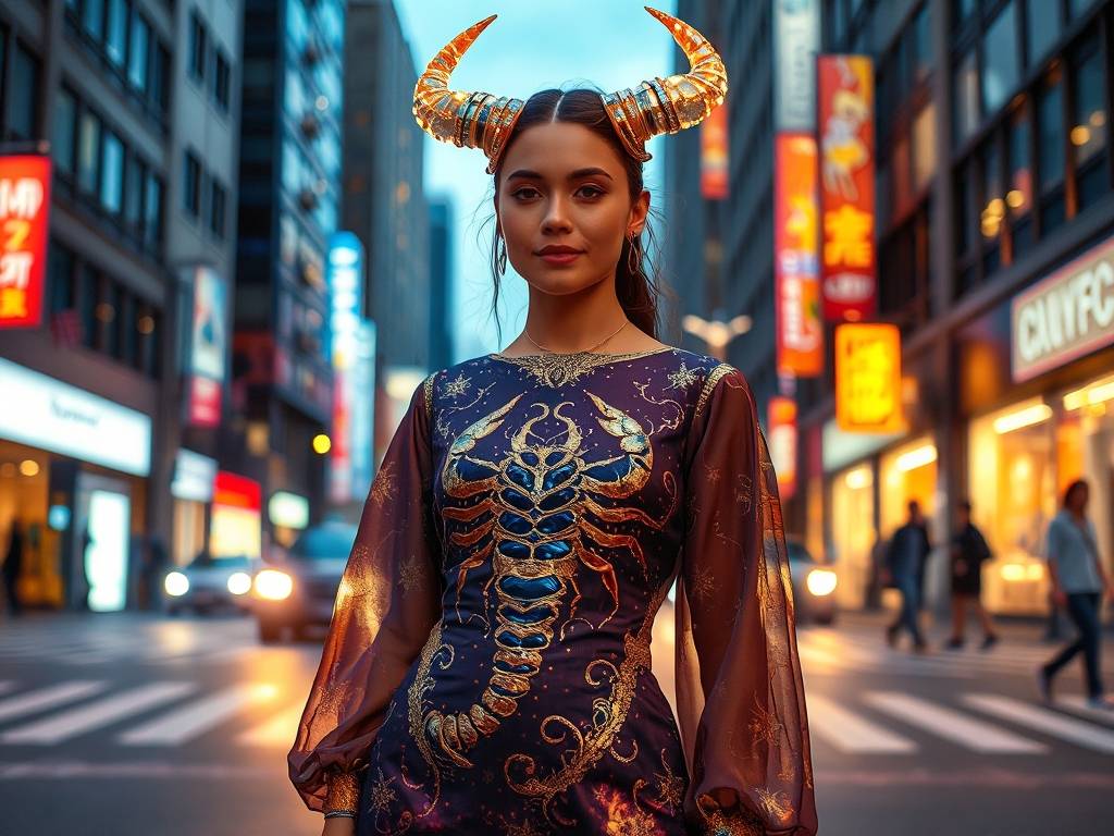 天蝎座时尚衣服图画女