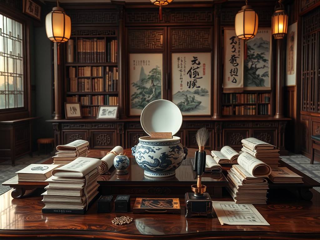 风水书房笔筒摆放图片大全