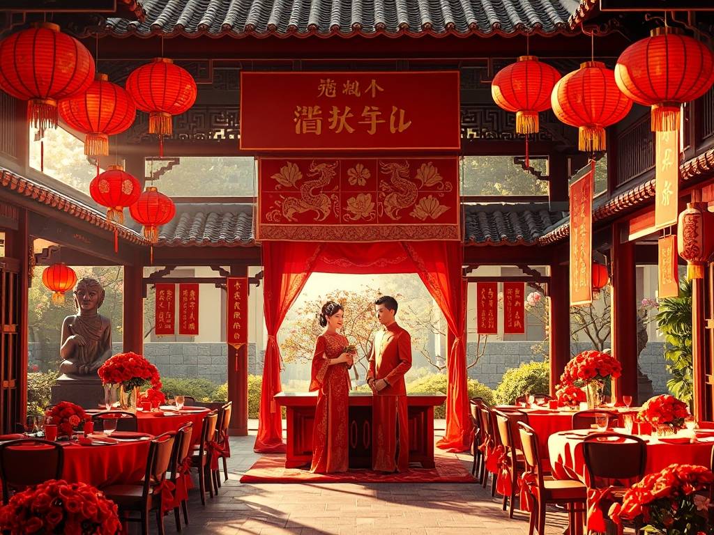 庭院红色风水(庭院红色婚礼现场布置效果图)
