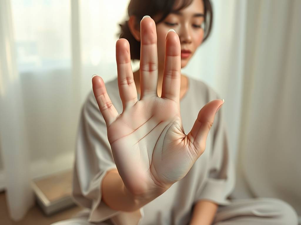 女生右掌纹4条线图片 婚姻线朝上运势昌顺