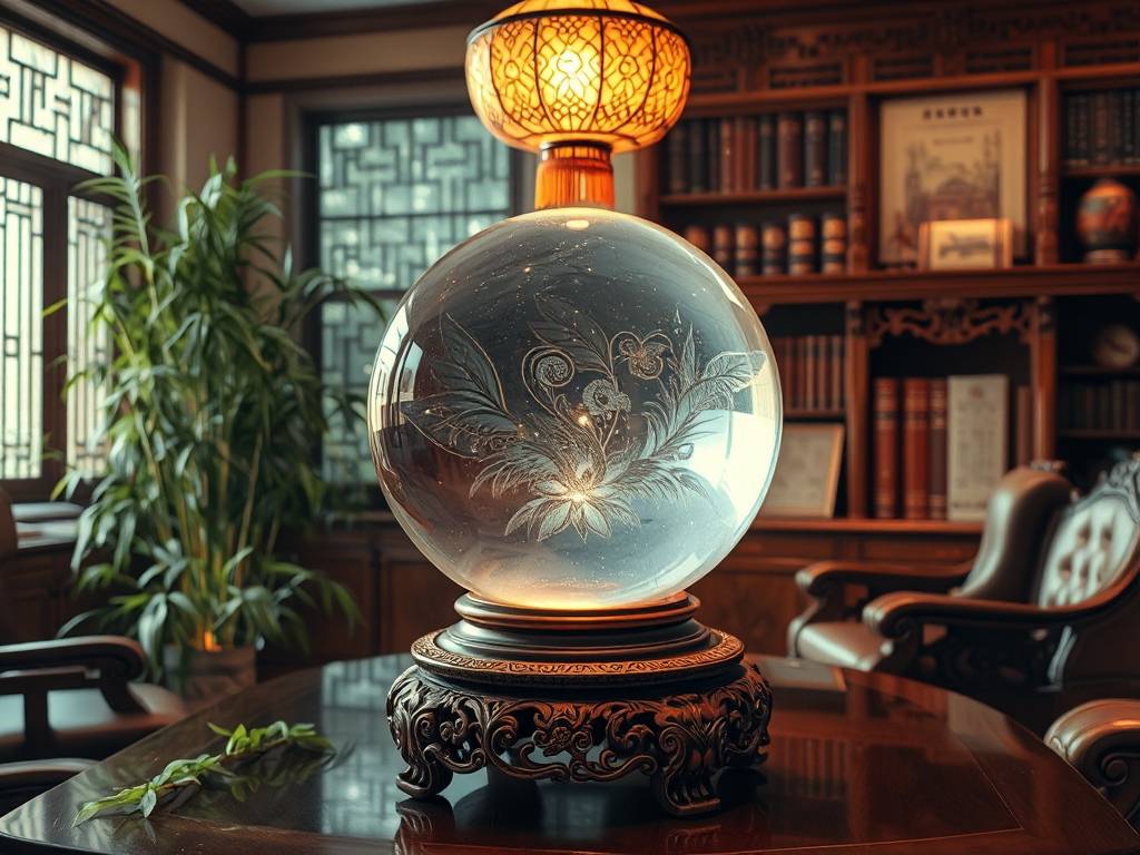 办公室招财风水摆设 水晶球是不错的摆件