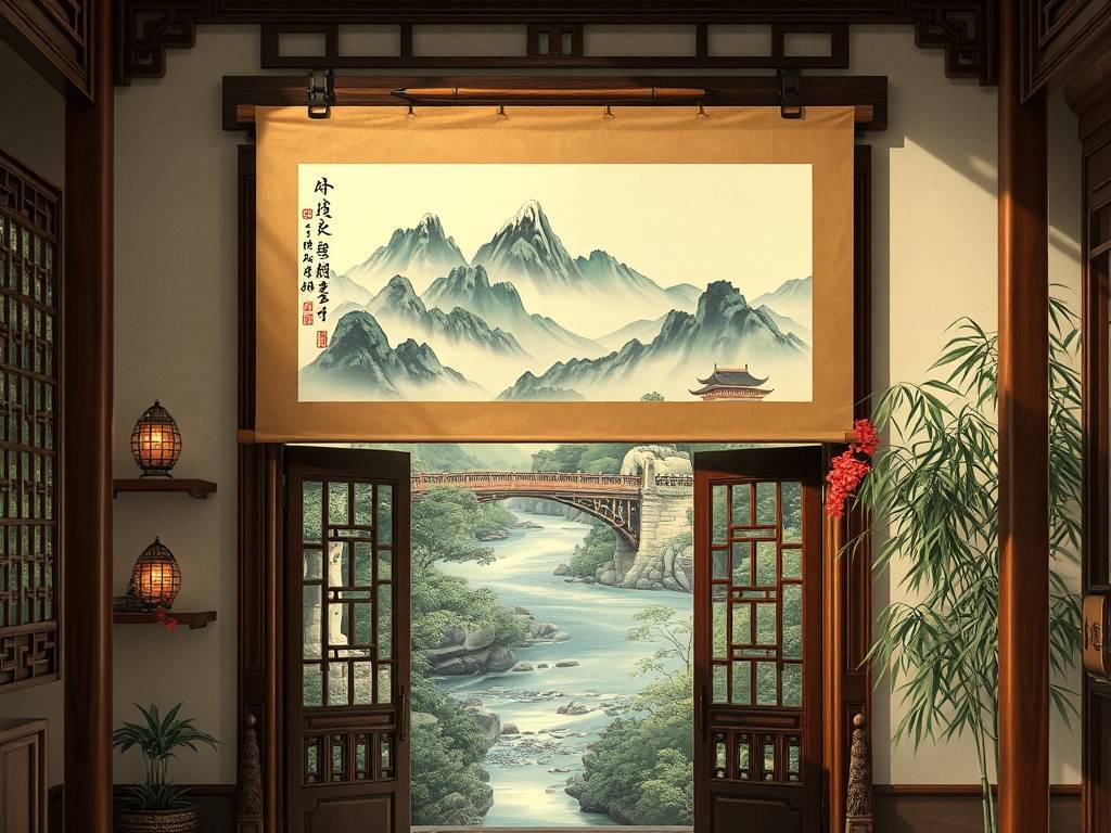 对着门的玄关挂什么画