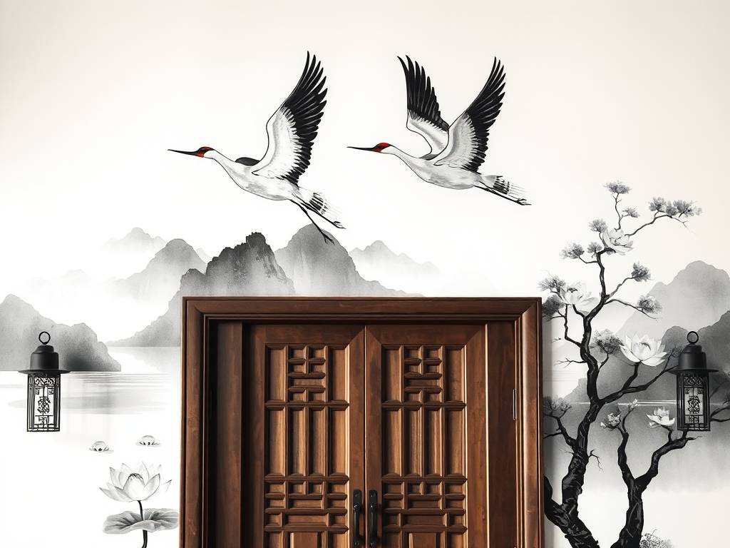 对着门的玄关挂什么画