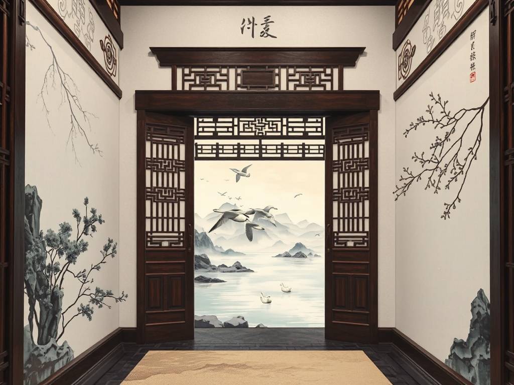 门对门中间玄关掛(guà)什么画好