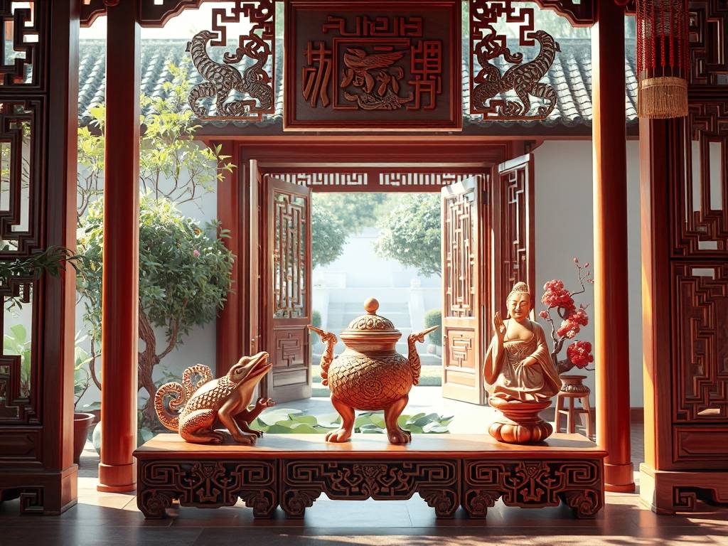 进门鞋柜上摆什么旺财最吉利  选择桃木摆件