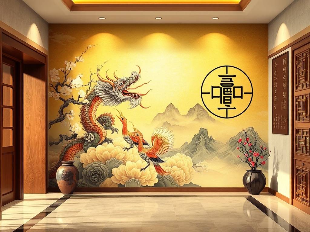 玄关壁画寓意好的图片