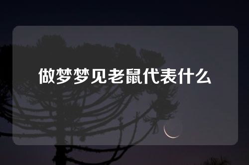 做梦梦见老鼠代表什么