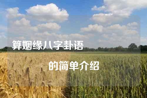算姻缘八字卦语																			的简单介绍