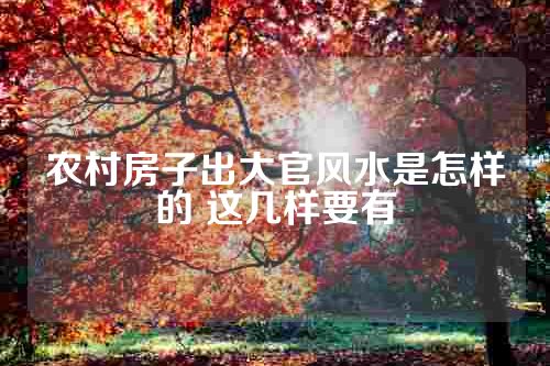 农村房子出大官风水是怎样的 这几样要有