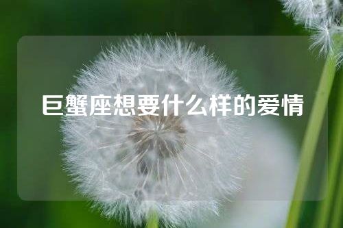 巨蟹座想要什么样的爱情
