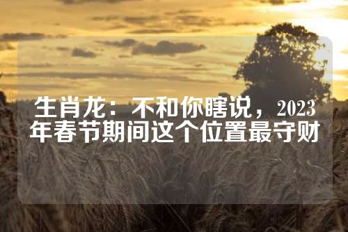 生肖龙：不和你瞎说，2023年春节期间这个位置最守财